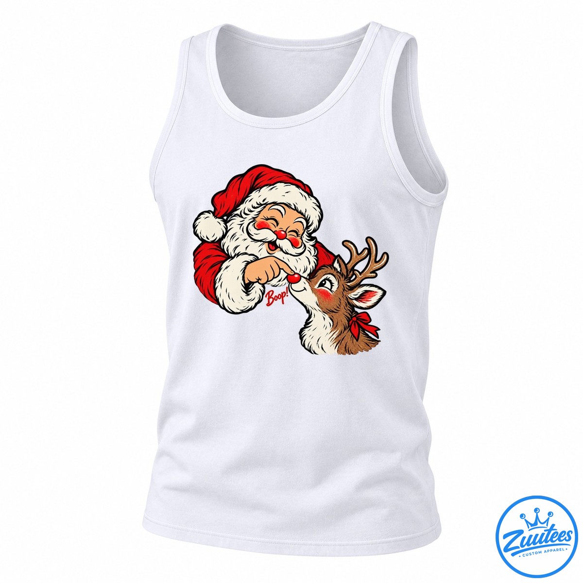 Santa Claus Booping Rudolph The Red Nosed Reindeer Tank Top