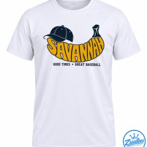 Bold yellow baseball lettering with a navy cap and the phrase Good Times Great Baseball.