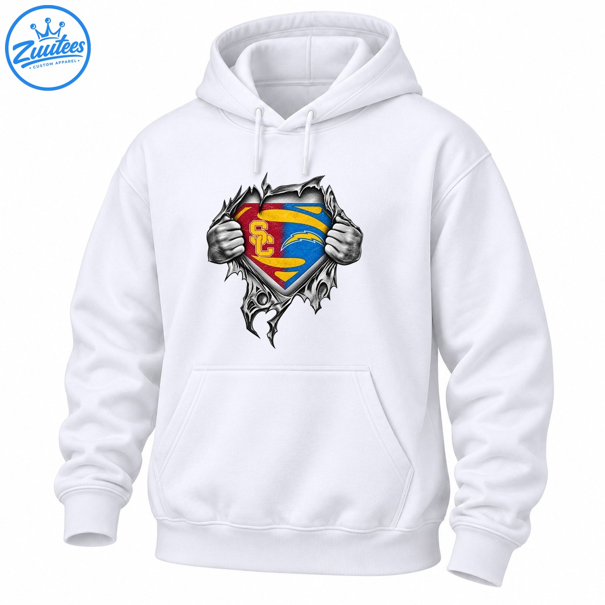 Grayscale hands tear open a jagged shield revealing cardinal red, gold, blue, yellow lightning, and SC lettering. Grayscale hands tear open a jagged shield revealing cardinal red, gold, blue, yellow lightning, and SC lettering.