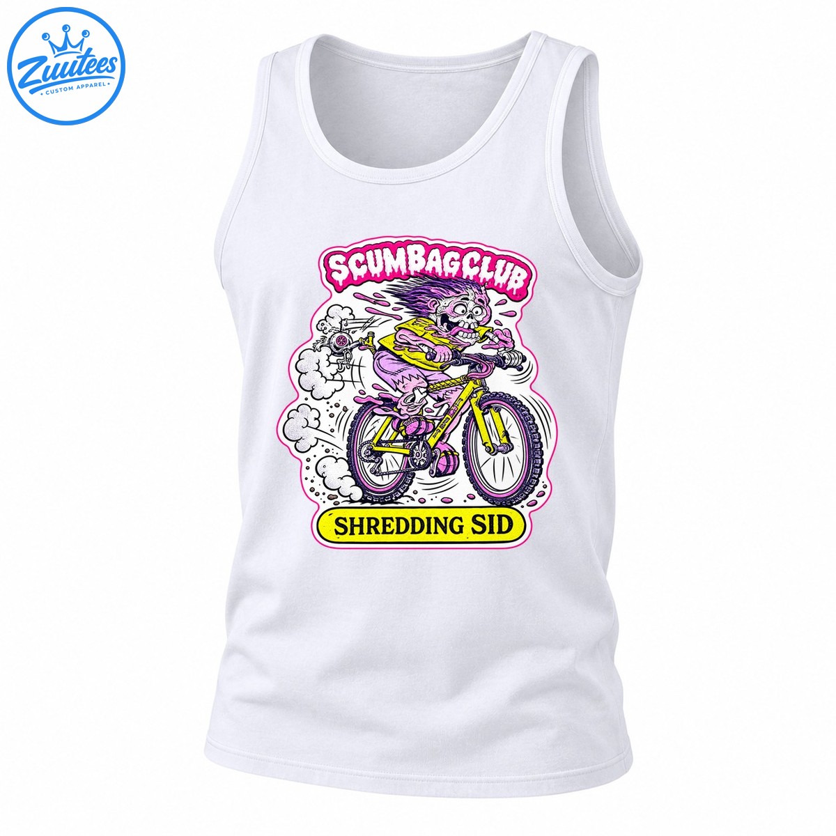 Scumbag Club Shredding Sid Skeleton Mountain Bike Cartoon Tank Top