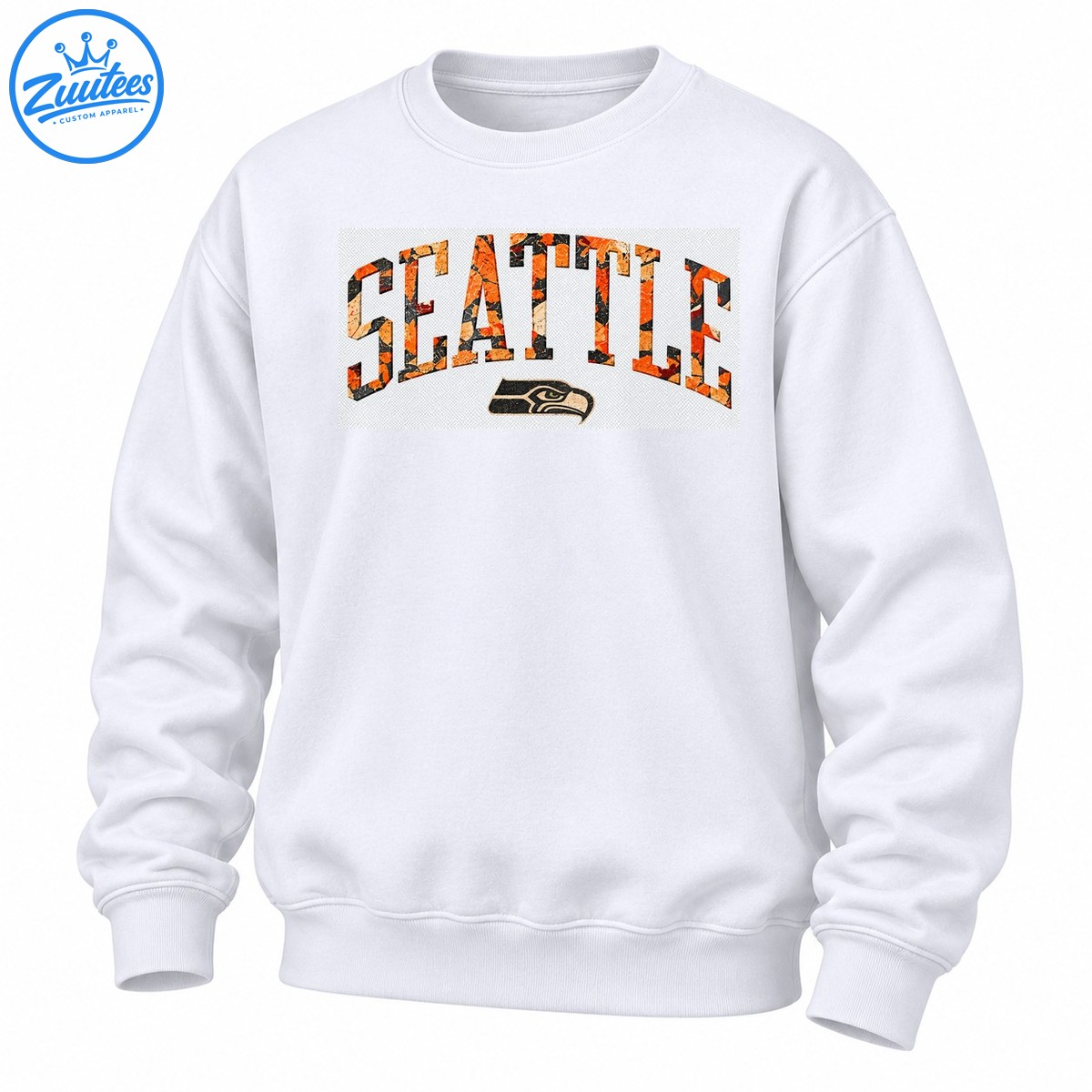 Seattle Fall Distressed Football Wordmark Sweatshirt