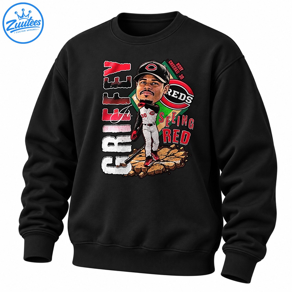Seeing Red Cincinnati Baseball Player Vintage Graphic Sweatshirt