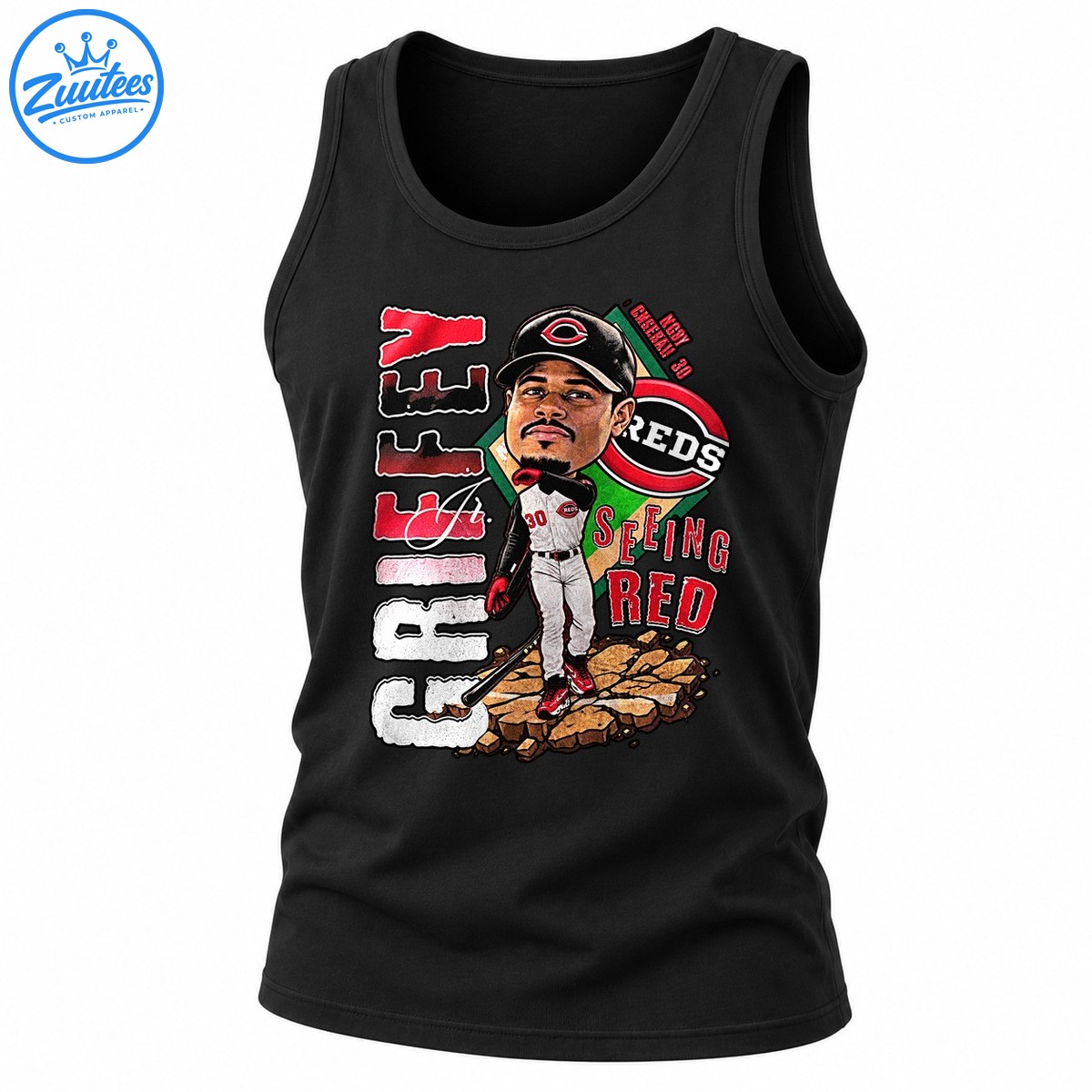 Seeing Red Cincinnati Baseball Player Vintage Graphic Tank Top