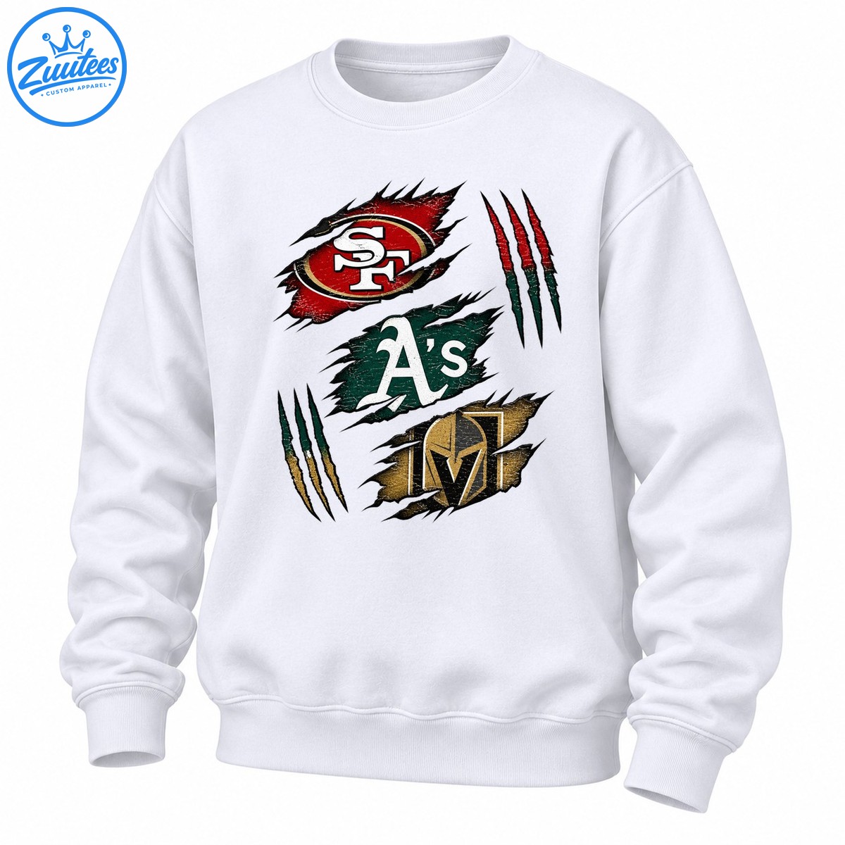 SF A's Vegas Golden Helmet Ripped Fabric Sports Sweatshirt