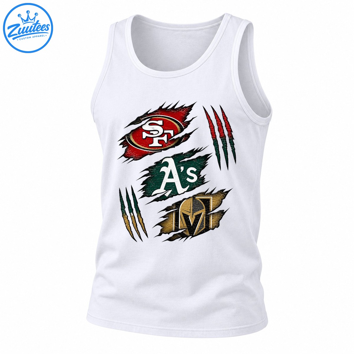 SF A's Vegas Golden Helmet Ripped Fabric Sports Tank Top