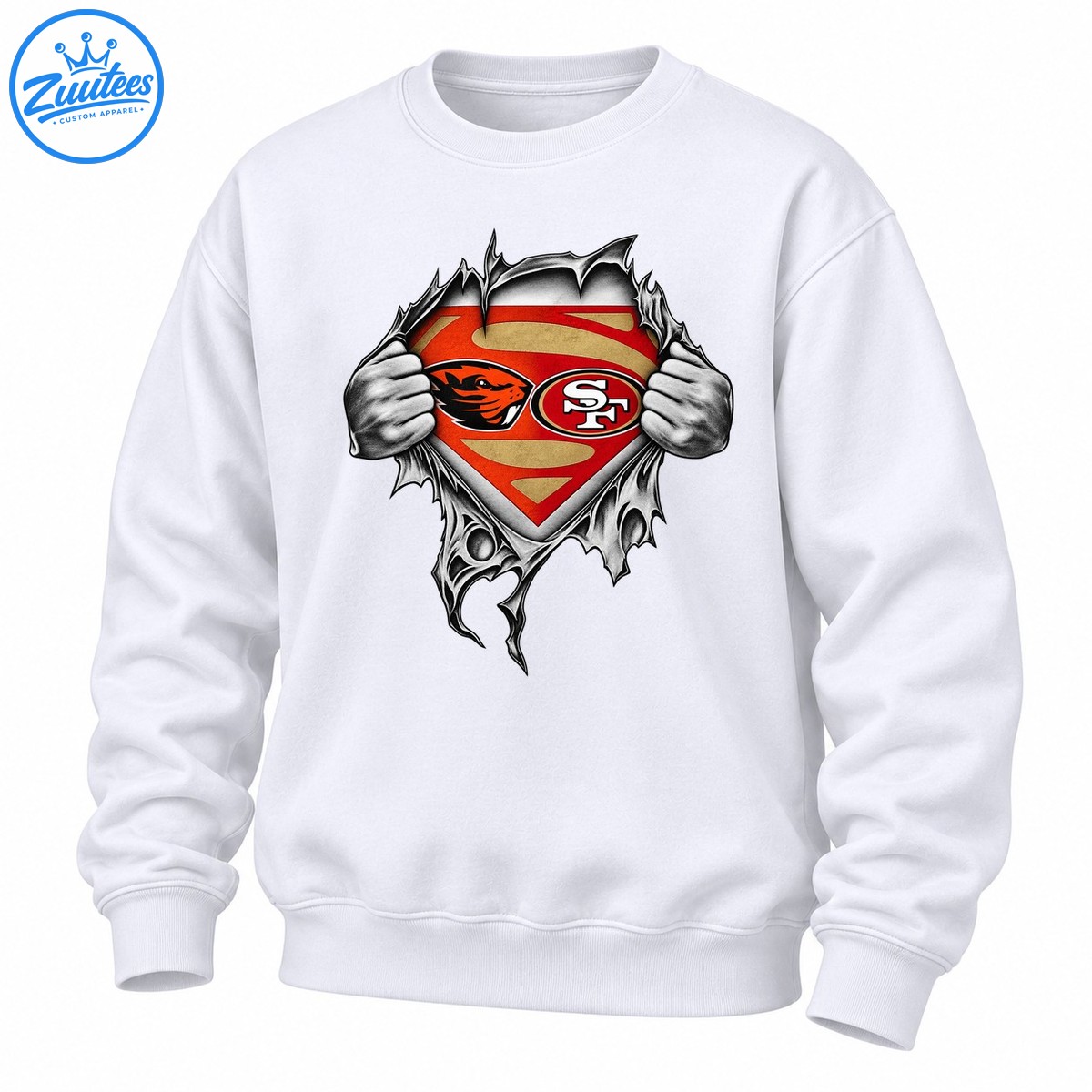 SF Red Gold Ripping Shield Football Graphic Sweatshirt