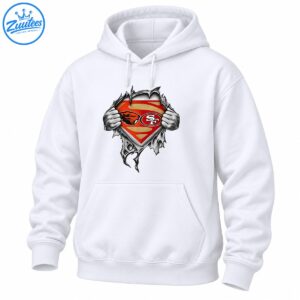 Red and gold superhero-style shield with an orange beaver mascot, white SF emblem, and hands pulling apart torn edges