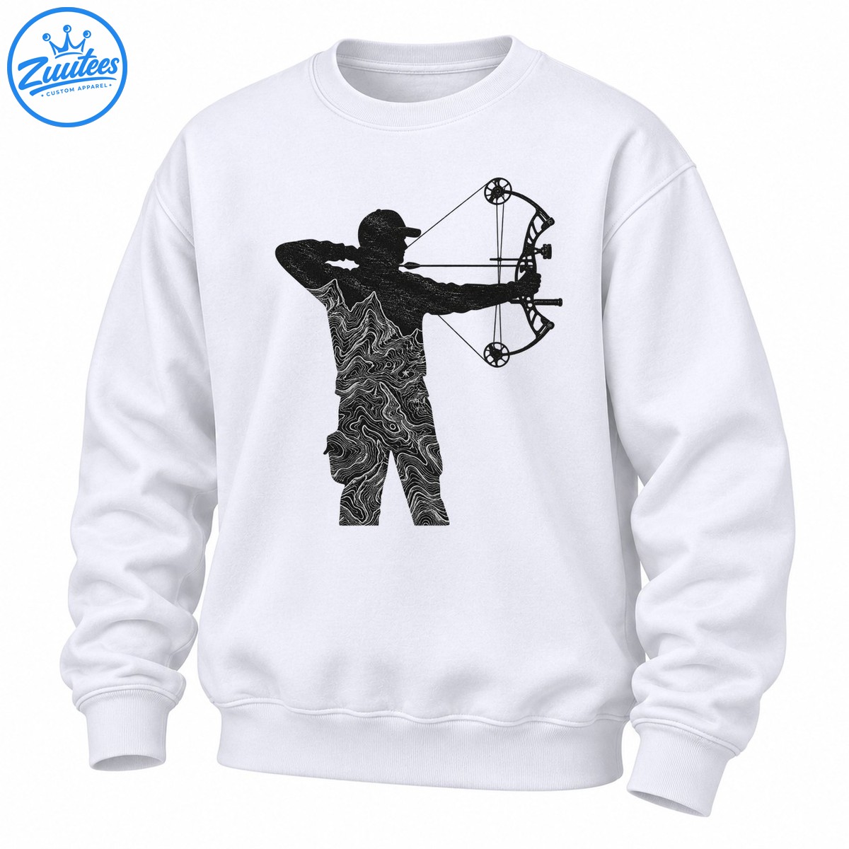 Silhouette Archer Compound Bow Hunting Graphic Sweatshirt
