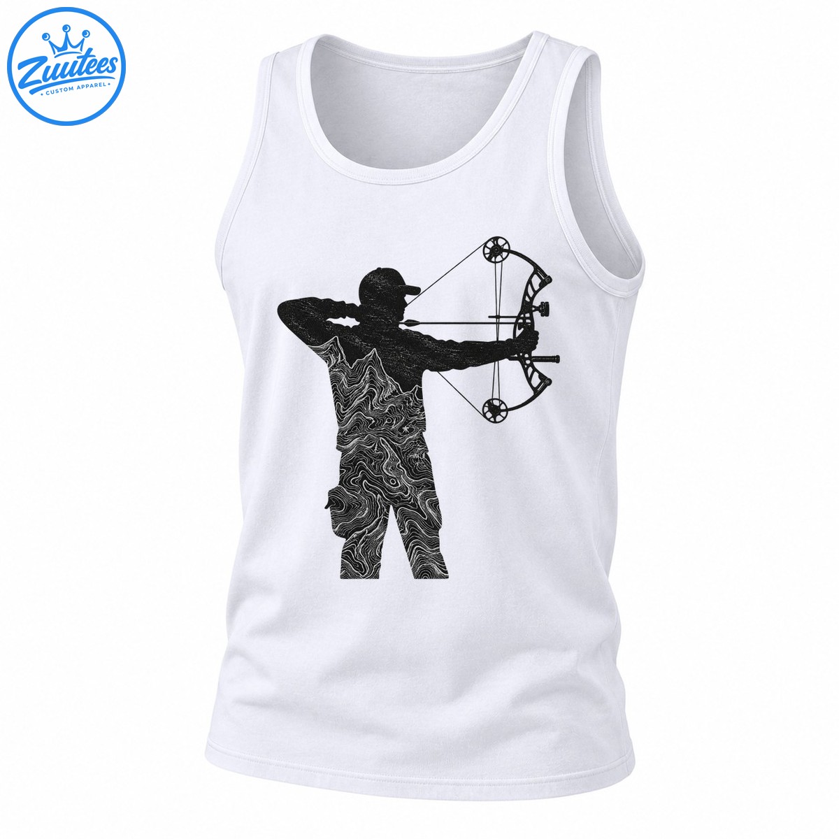 Silhouette Archer Compound Bow Hunting Graphic Tank Top