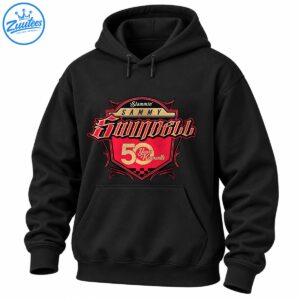 Vintage Slammin’ Sammy Swindell 50th Knoxville crest with red and gold lettering and checkered racing details