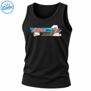 Vintage racing graphic with orange HOOTERS lettering, owl mascot, blue stripes, white number 1, and cursive signature