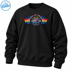 Vintage sprint car championship graphic with a circular badge, distressed red yellow and blue stripes, stars, and racing lettering