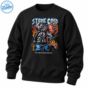 Stone Cold 3:16 skull-faced wrestler graphic with flames, barbed wire, metallic lettering, and a red can