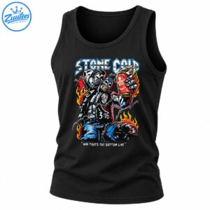 Stone Cold 3:16 skull-faced wrestler graphic with flames, barbed wire, metallic lettering, and a red can