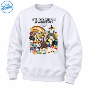 Studio Ghibli 41st Anniversary 1985-2026 shirt with Totoro, Catbus, No-Face, Kiki and Miyazaki Hayao lettering