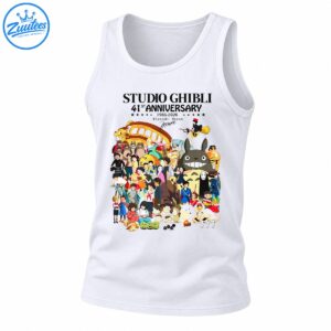 Studio Ghibli 41st Anniversary 1985-2026 shirt with Totoro, Catbus, No-Face, Kiki and Miyazaki Hayao lettering