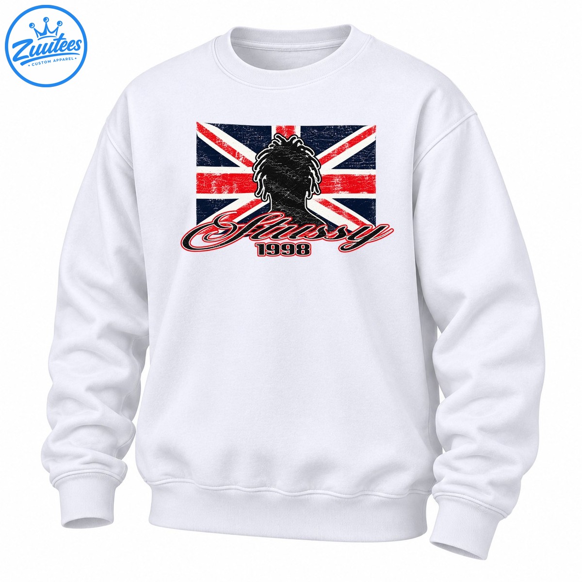 Stussy 1998 Dreadlocks Silhouette Union Jack Sweatshirt