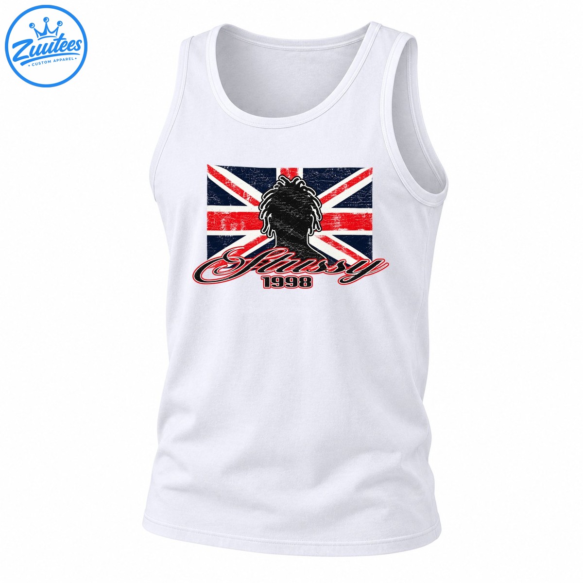 Stussy 1998 Dreadlocks Silhouette Union Jack Tank Top