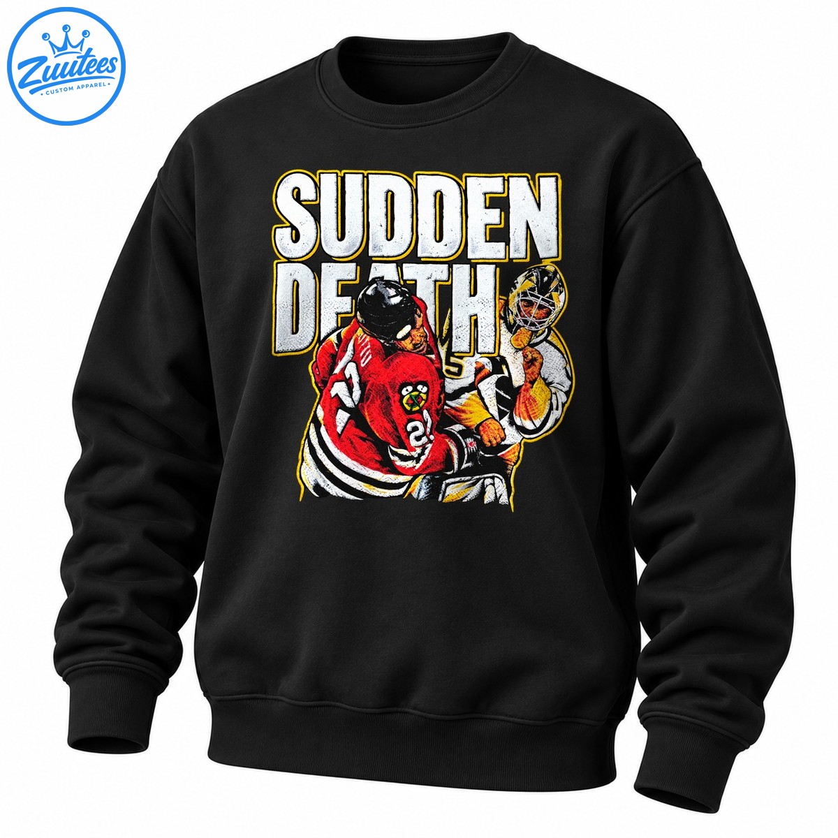 Sudden Death Vintage Hockey Fight Graphic Sweatshirt
