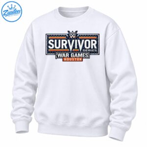 Survivor Series War Games Houston graphic featuring distressed silver lettering, chain-link fencing, and orange-red accents