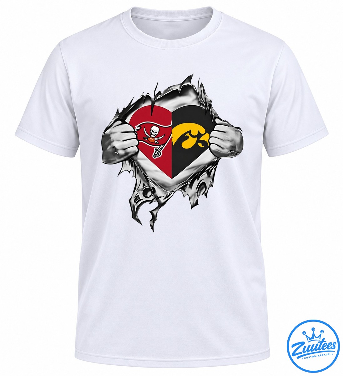 Tampa Bay Buccaneers And Iowa Hawkeyes Heart Logo Shirt Tampa Bay Buccaneers And Iowa Hawkeyes Heart Logo Shirt