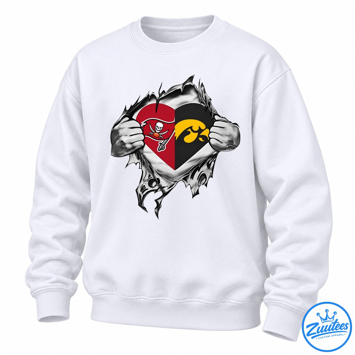 Tampa Bay Buccaneers And Iowa Hawkeyes Heart Logo Shirt Tampa Bay Buccaneers And Iowa Hawkeyes Heart Logo Shirt