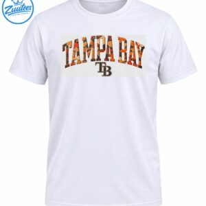 Tampa Bay wordmark shirt design with distressed orange, rust, tan, and charcoal lettering and an overlapping TB monogram