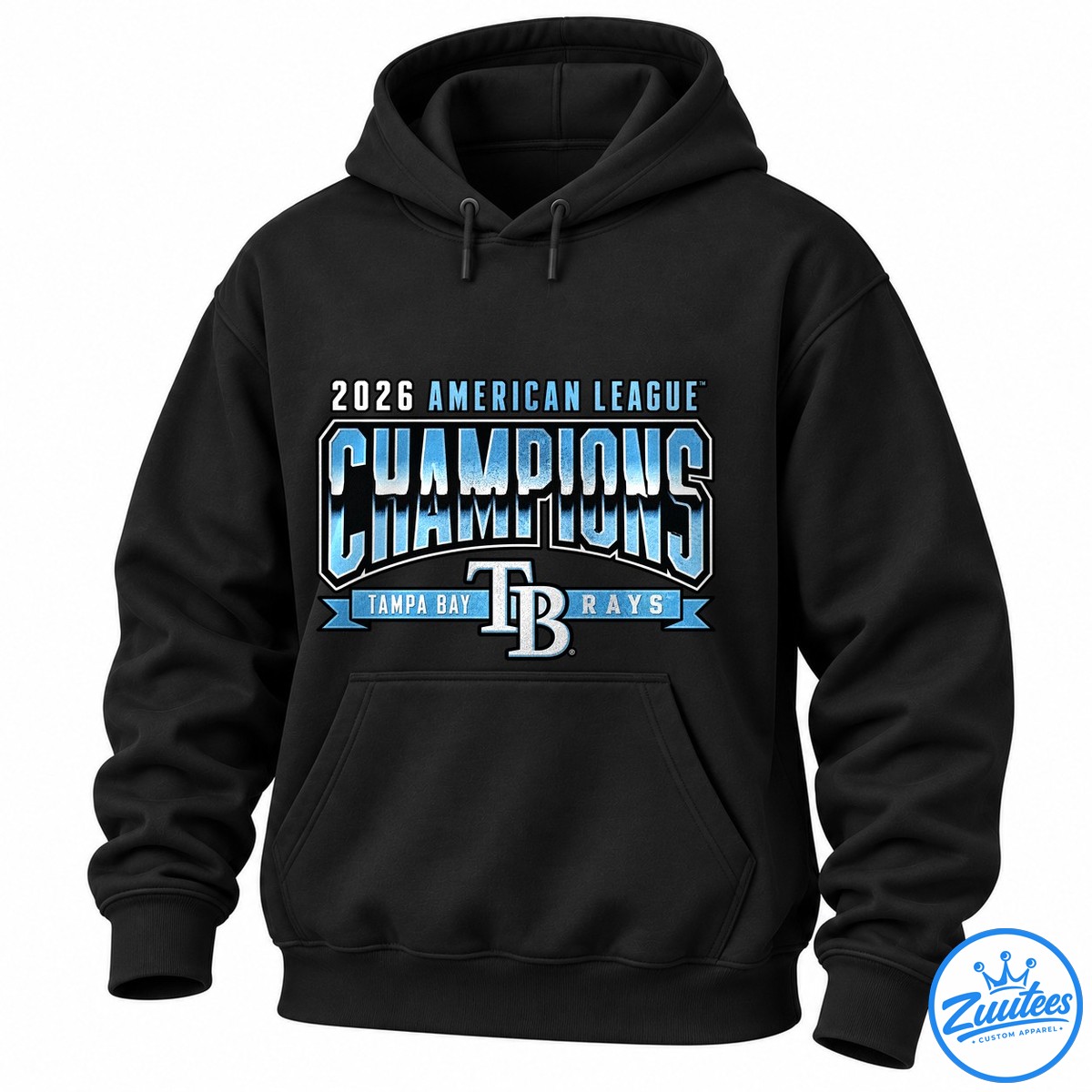 Tampa Bay Rays American League Champions Name Roster Shirt Tampa Bay Rays 2026 American League Champions graphic with blue and white lettering, ribbon banner, and TB emblem
