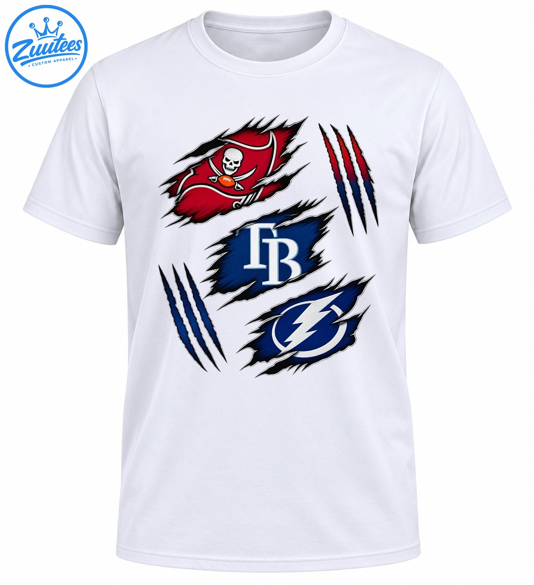 Tampa Bay sports graphic with a red pirate flag, white TB lettering, blue lightning bolt, and ripped fabric effects Tampa Bay sports graphic with a red pirate flag, white TB lettering, blue lightning bolt, and ripped fabric effects