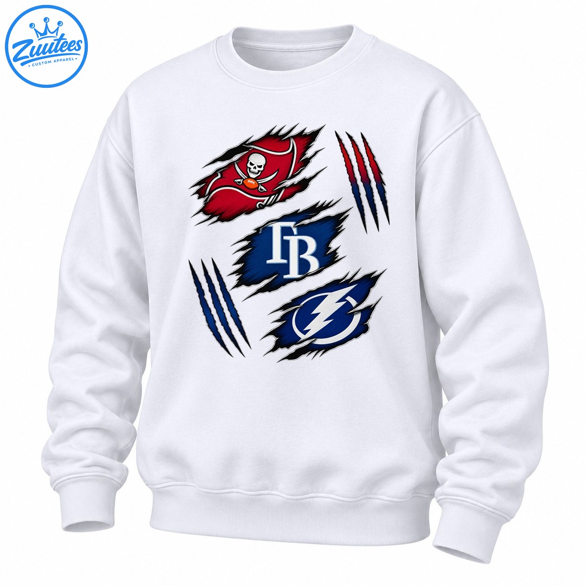 TB Tampa Bay Sports Teams Ripped Fabric Effect Sweatshirt