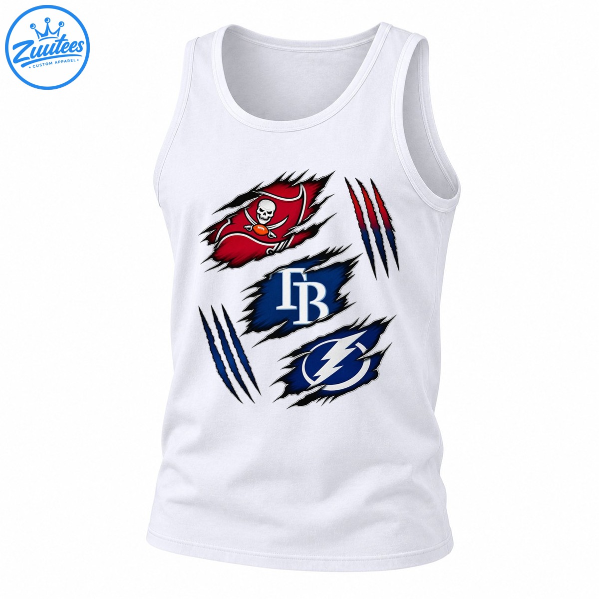 TB Tampa Bay Sports Teams Ripped Fabric Effect Tank Top