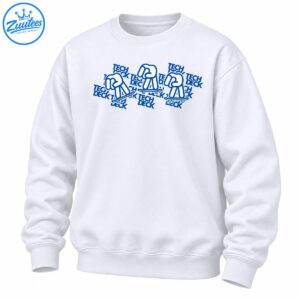 Tech Deck fingerboard skater shirt graphic with three blue cartoon skateboard figures and repeated TECH DECK lettering