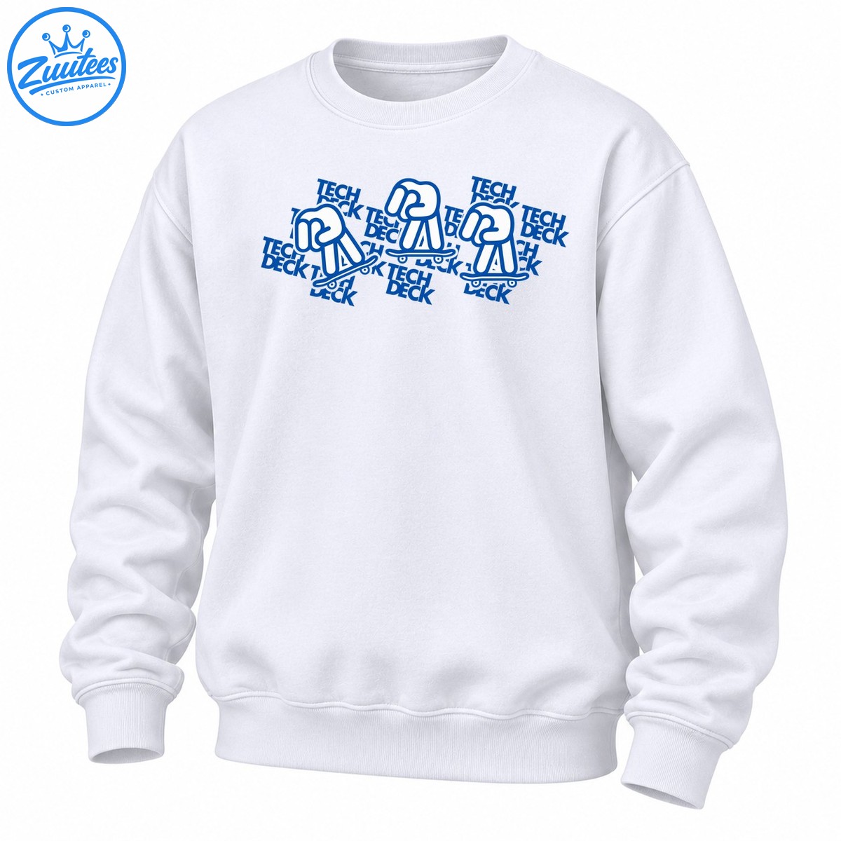 Tech Deck Fingerboard Skater Blue Graphic Skateboarding Sweatshirt