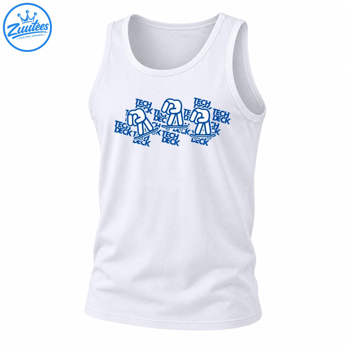 Tech Deck Fingerboard Skater Blue Graphic Skateboarding Tank Top
