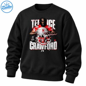 Tel Ice Crawford football graphic with a red number 80 jersey, silver helmet, distressed lettering, and football players