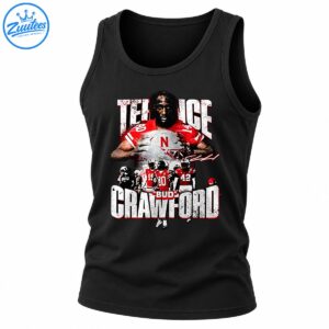 Tel Ice Crawford football graphic with a red number 80 jersey, silver helmet, distressed lettering, and football players