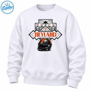 Tennessee Volunteers Neyland Stadium graphic with orange lettering, geometric black and white artwork, and a black football helmet