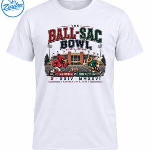 Ball-Sac Bowl graphic with red cardinal and green-yellow hornet mascots, stadium, football, and October 24th, 2026 date