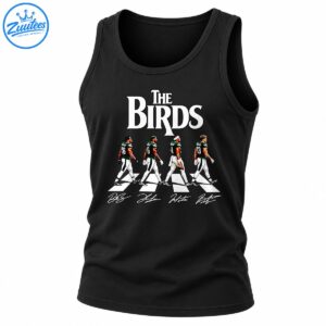 The Birds football graphic with four green jersey players numbered 26, 6, 1, 13 on a crosswalk and signatures