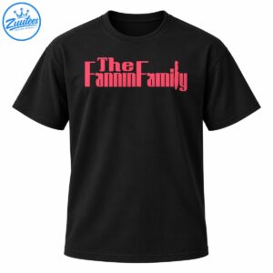 The Fannin Family shirt design in bold pink retro lettering with distinctive stylized typography