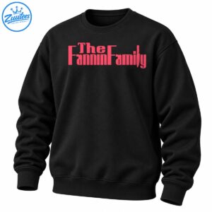The Fannin Family shirt design in bold pink retro lettering with distinctive stylized typography