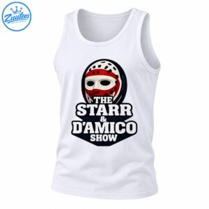 The Starr & D’Amico Show graphic featuring a red and white hockey mask above bold white lettering on a black emblem