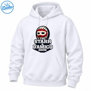 The Starr & D’Amico Show graphic featuring a red and white hockey mask above bold white lettering on a black emblem