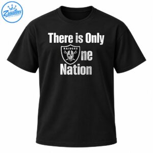 There Is Only One Nation shirt design with distressed white lettering and a black and white football shield emblem