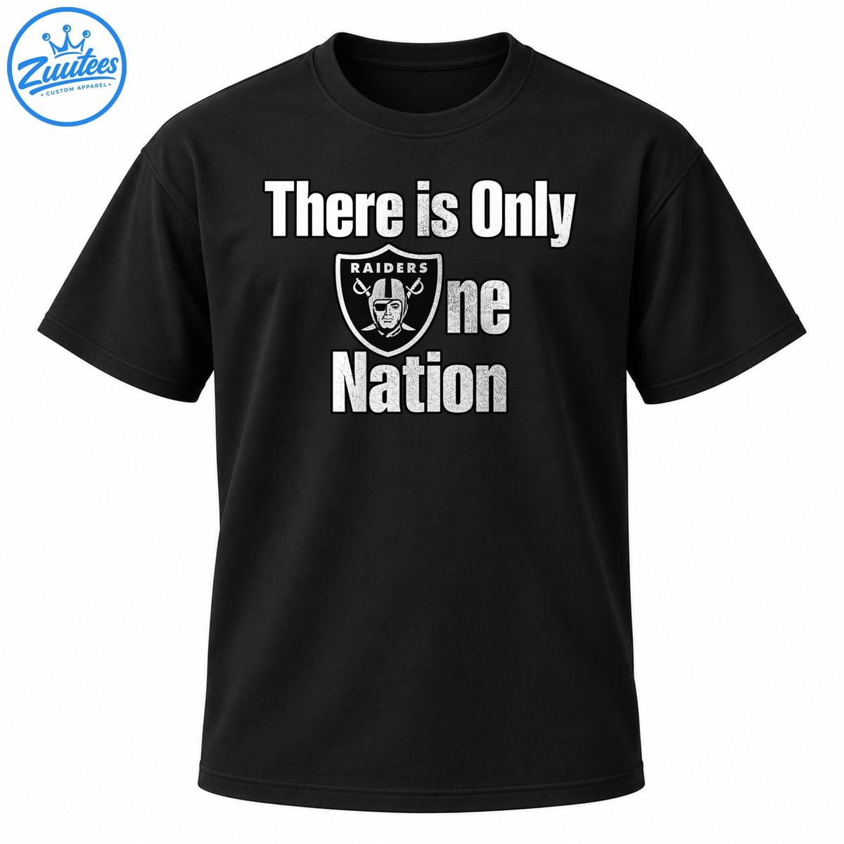 There Is Only One Nation shirt design with distressed white lettering and a black and white football shield emblem There Is Only One Nation shirt design with distressed white lettering and a black and white football shield emblem