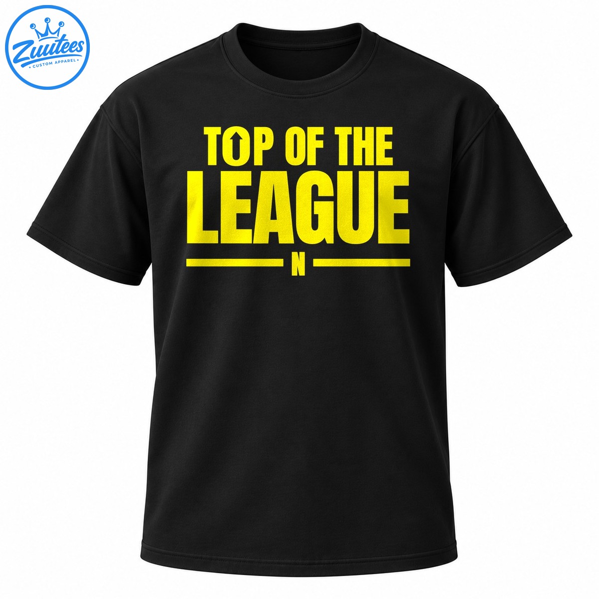 Top Of The League graphic with bold yellow lettering, an upward arrow inside the O, and horizontal yellow lines. Top Of The League graphic with bold yellow lettering, an upward arrow inside the O, and horizontal yellow lines.