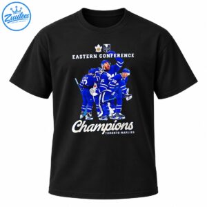 Toronto Marlies Eastern Conference Champions graphic with celebrating blue-uniformed hockey players and cream lettering
