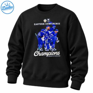 Toronto Marlies Eastern Conference Champions graphic with celebrating blue-uniformed hockey players and cream lettering