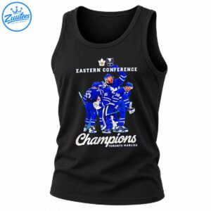 Toronto Marlies Eastern Conference Champions graphic with celebrating blue-uniformed hockey players and cream lettering