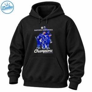 Toronto Marlies Eastern Conference Champions graphic with celebrating blue-uniformed hockey players and cream lettering